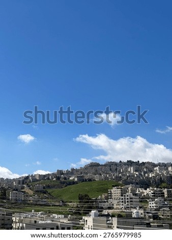 Nature, spring, hills, clouds, clear sky, buildings, grass, clear air, flowers, a blend of hills and buildings, the art of nature, life, beauty, inspired, relaxation