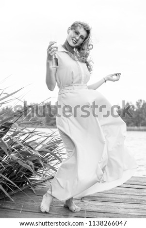 Similar – Image, Stock Photo Woman balancing at the edge of the pool