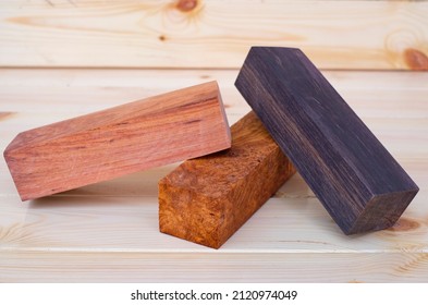 Nature timber Padauk Afzelia burlwood and ebony wood striped Exotic wooden beautiful pattern for crafts or DIY - Shutterstock ID 2120974049
