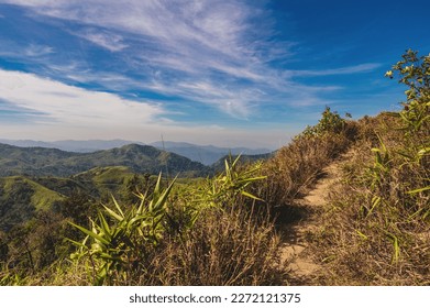 Nature trail on khao khao chang phueak mountian.Thong Pha Phum National Park's highest mountain is known as Khao Chang Phueak