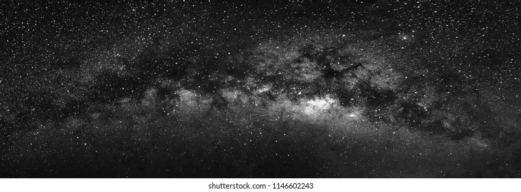 Nature View Of Milky Way Galaxy With Star In Universe Space At Night. Astronomy Nebular And Outerspace Shot Photography.