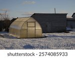 Nature in winter under snow during the day.
