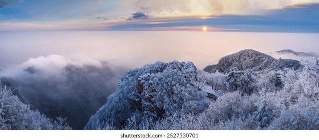 Nature's magical scenery, tourism, snow capped mountains, horizon, sunrise - Powered by Shutterstock