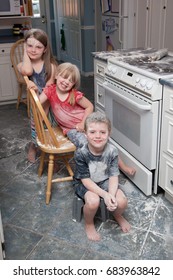 Naughty Children Mess In Kitchen