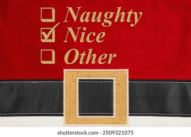 Naughty or Nice or Other checkbox for Christmas on Santa suit - Powered by Shutterstock