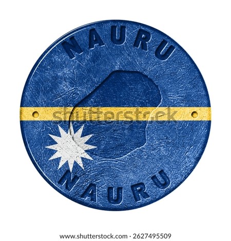 Nauru Flag Button with Map, Retro Style