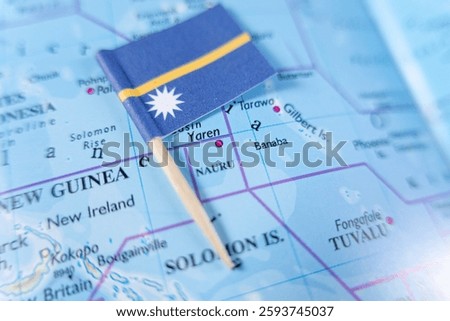 nauru flag on map highlighting yaren, the administrative center of the small pacific island nation, symbolizing its unique geography, independence, and rich cultural identity