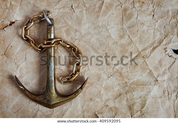 Nautical Background Ancient Paper Anchor Stock Photo (Edit Now) 409592095