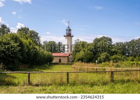 Nautical lighthouse on the coast of the Baltic Sea near Wladyslawowo, Poland. Druga latarnia Morska Rozewie