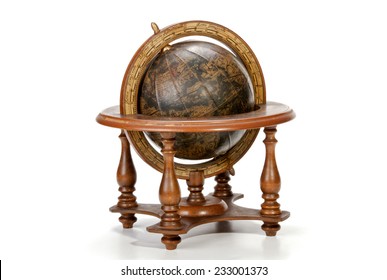 nautical world globe on table op wooden stand - Shutterstock ID 233001373