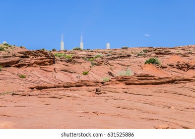 Navajo Generating Station, A Coal-fired Steam Plant Near Page, Arizona. This Power Plant Is One Of The Biggest Pollution Emitter In The United States.