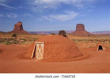 Navajo Hogan In The Monument Valley