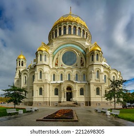 Naval Cathedral On Kotlin Island In Kronstadt.