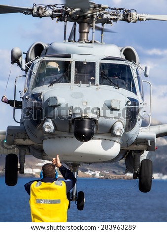 Naval helicopter,take off