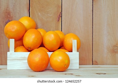 Naval Oranges In Crate With Copy Space For Design