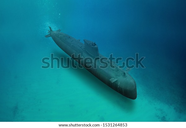 Naval
submarine submerge underwater during a
mission