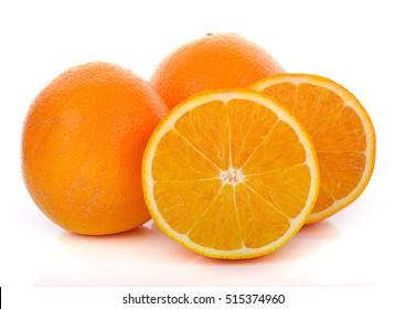 Navel Oranges On White Background