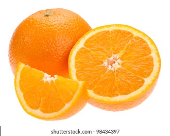 Navel Seedless Orange Isolated On White