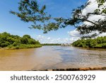 Navigating the Amazon River. In the Amazon jungle, near Iquitos, Peru. South America.