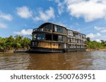 Navigating the Amazon River. In the Amazon jungle, near Iquitos, Peru. South America.