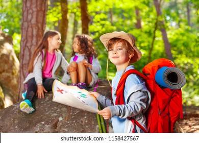 Navigation activity game of treasure hunting in forest
