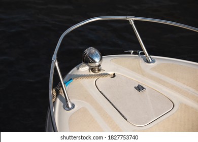 Navigation Light On The Bow Of A Beautiful Vintage Motor Boat In White