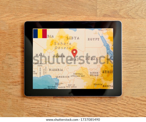 The\
Navigation Map of Chad displayed on a tablet\
PC