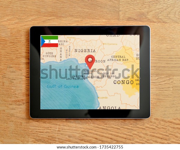 The Navigation Map of Equatorial Guinea displayed on a\
tablet PC