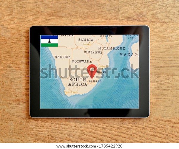 The\
Navigation Map of Lesotho displayed on a tablet\
PC