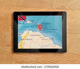 The Navigation Map of Trinidad & Tobago displayed on a tablet PC