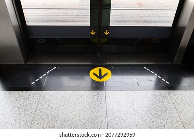 Navigation sign direction at metro station in Dubai