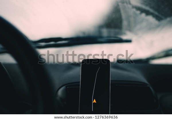 \
Navigator in the car\'s smartphone. Travel to a\
new country.
