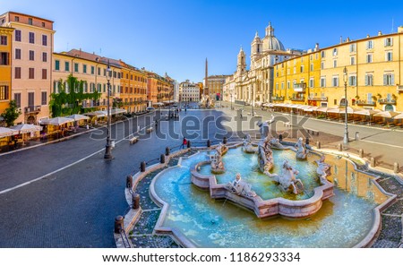 Navona Square from above(Piazza Navona) in Rome, Italy. Rome architecture and landmark. Piazza Navona is one of the main attractions of Rome and Italy.