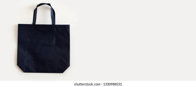 Navy Blue  Blank Tote Bag Mock Up Design On White Background.