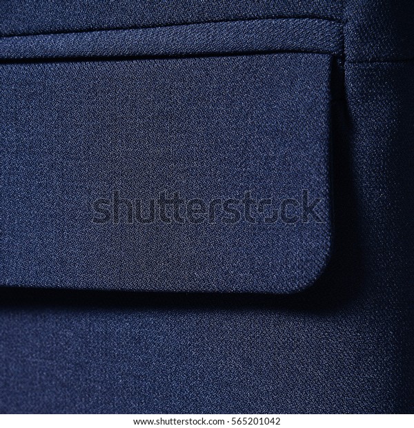 Navy blue cotton textile for background closeup of\
jacket pocket