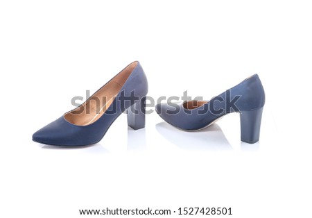 Navy blue high heel woman shoes isolated on white background