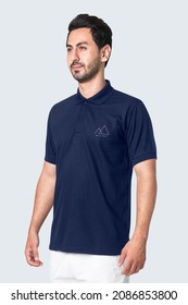 Navy Blue Polo Shirt Men Casual Business Wear