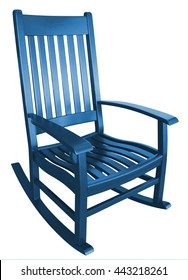 navy blue rocking chair facing left on a porch isolated painted wood country relaxing beach furniture traditional contemporary wooden friendly welcoming hospitality chairs living comfortable