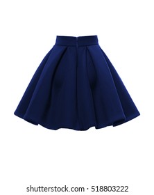 Navy Blue Skirt Isolated On A White Background. Back View.