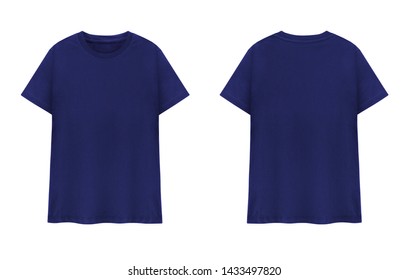 Navy Blue T-shirts front and back on white background