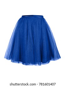 Navy Blue Tulle Ballerina Skirt Isolated On White