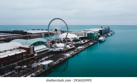 Navy Pier From A Drone In The Winter