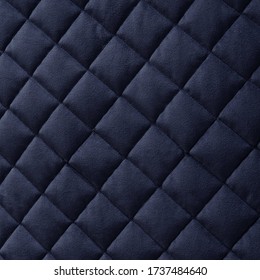 Navy Velvet Diamond Quilted Bedspread Fabric Texture