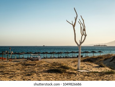 Naxos / Greece - July 20, 2016: Evening at Plaka Beach.
