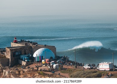 Nazare, Portugal- 13.December 2021: Big Surf Race In Nazare