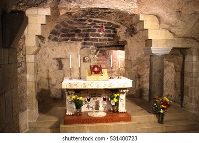 NAZARETH - ISRAEL - APR 10, 2015 - The birthplace of Mary, mother of Jesus, inside of a church