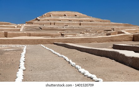 Nazca pyramid at  Cahuachi archeological site in the Nazca desert of Peru  - Shutterstock ID 1401520709