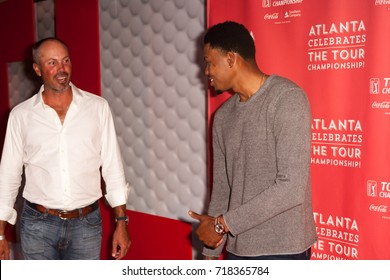 NBA Player Kent Bazemore And Matt Kuchar Attends The Atlanta Celebrates The 3rd Annual THE TOUR CHAMPIONSHIP On Sept. 18th, 2017 At The  College Football Hall Of Fame In Atlanta Georgia - USA