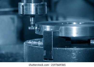 The NC Milling Machine T-slot Cutting The Metal Parts. The Shop Floor Operation By NC Milling Machine.