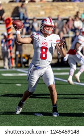 NCAA Football SMU Vs Tulsa, Tulsa, USA - 24 Nov 2018: Quarterback Ben Hicks (8) Passes.